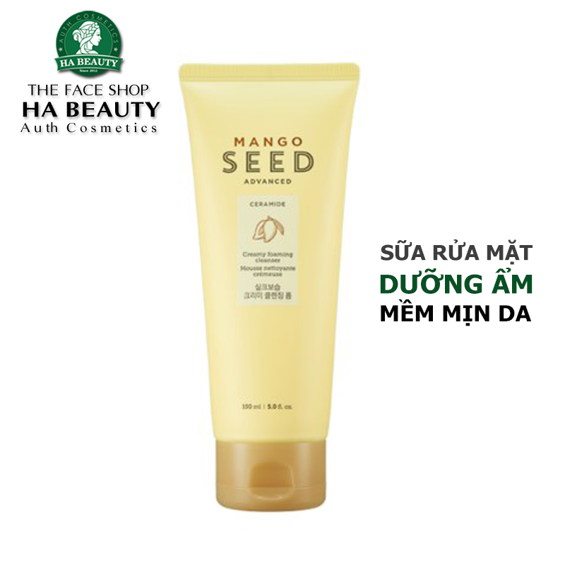 Sữa rửa mặt cấp ẩm The Face Shop Mango Seed Creamy Foaming Cleanser 150ml dưỡng ẩm sạch sâu se khít lỗ chân lông