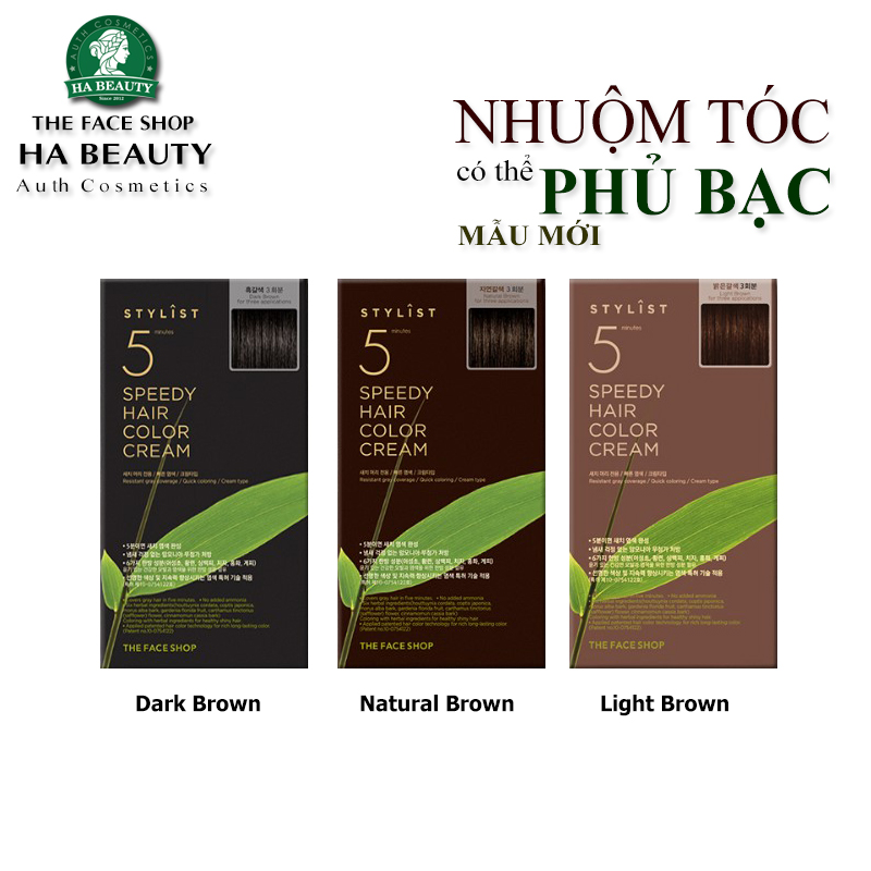 Kem nhuộm tóc thiên nhên thơm nhẹ nhàng The Face Shop Stylish 5 MINUTES Speedy Hair Color Cream