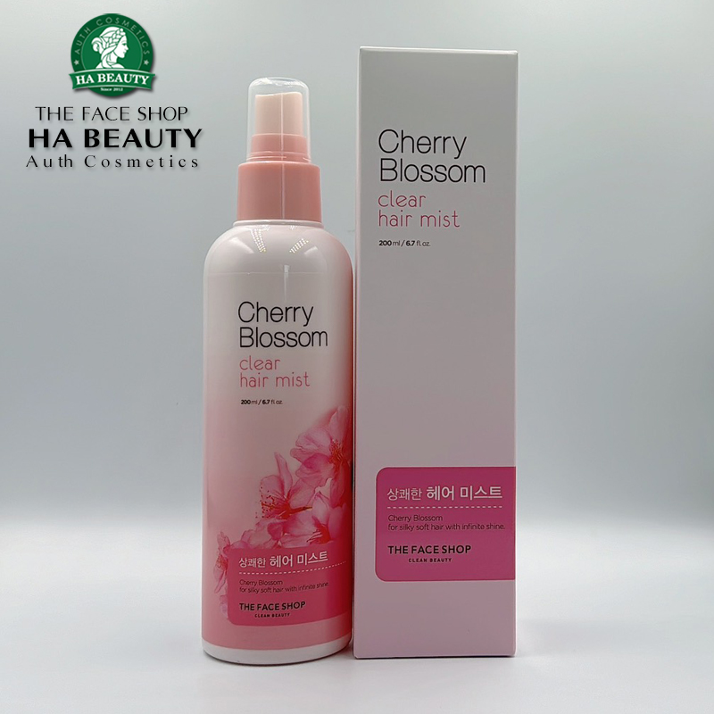 Xịt dưỡng tóc phục hồi tóc khỏe bóng mượt The Face Shop Cherry Blossom Clear Hair Mist 200ml