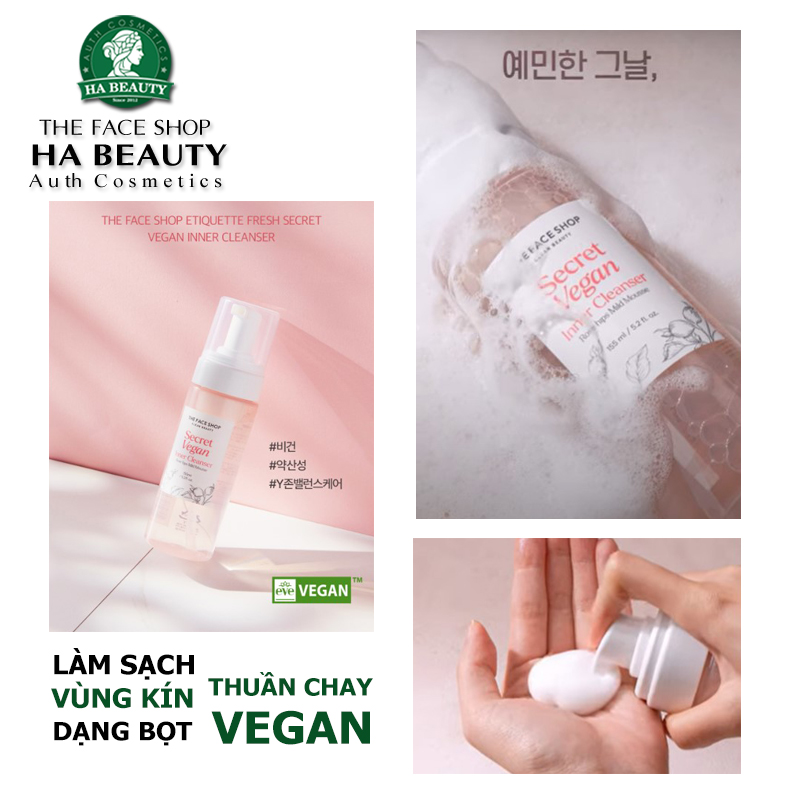 Dung dịch vệ sinh phụ nữ dạng bọt Sạch dịu nhẹ Hàn Quốc THE FACE SHOP Secret Inner Cleanser 155ml