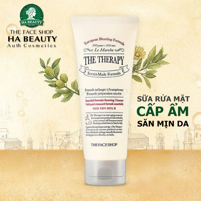 Sữa rửa mặt chống lão hóa The Face Shop The Therapy Essential Foaming Cleanser 150ml dưỡng cấp ẩm sạch sâu