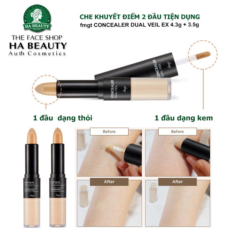 Che khuyết điểm 2 đầu thâm mụn đốm nâu tàn nhang The Face Shop fmgt Concealer Dual Veil Hàn Quốc