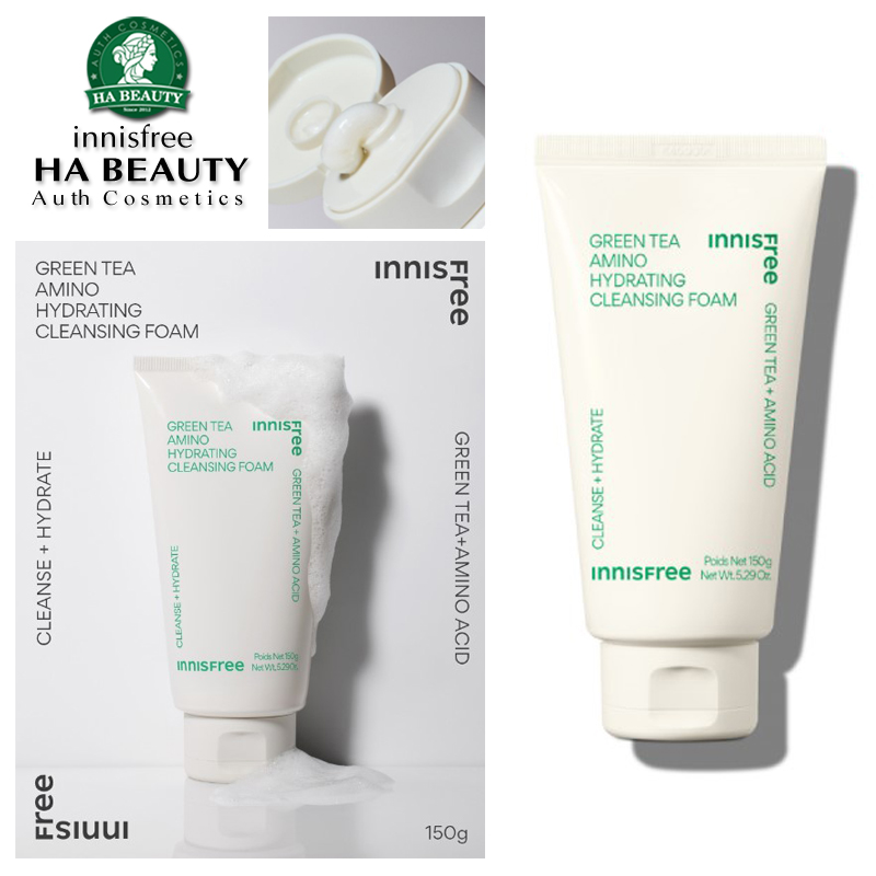 Sữa rửa mặt làm sạch dịu nhẹ trà xanh innisfree Green Tea Amino Hydrating Cleansing Foam 150g