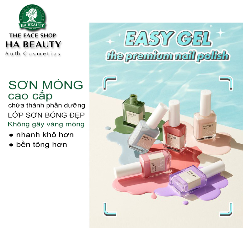 Sơn móng Cao cấp Dễ sơn Nhanh khô Màu sắc bền đẹp Hàn Quốc THE FACE SHOP fmgt easy gel NAIL POLISH 10ml