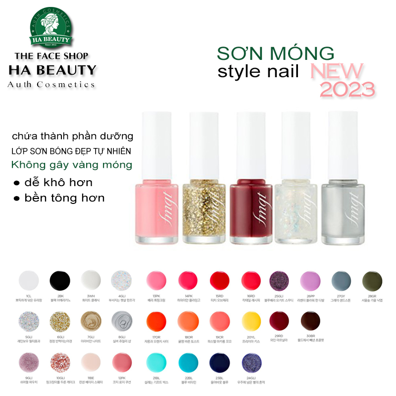 Sơn móng màu sắc đẹp Hàn Quốc THE FACE SHOP fmgt style nail 7ml