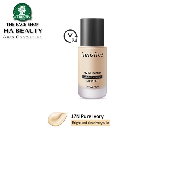 Kem nền trang điểm lâu trôi innisfree My Foundation All day Longwear SPF25 PA++ 30 mL