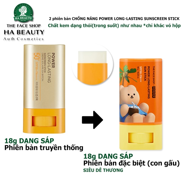 Sáp chống nắng Power Long Lasting Sunscreen Stick SPF50+PA++++ 18g (earpearp) TFS – Link