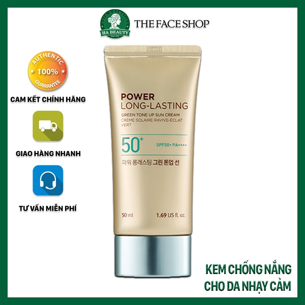 Kem Chống Nắng Power Long Lasting Green Tone Up Sun Cream TFS – Hộp