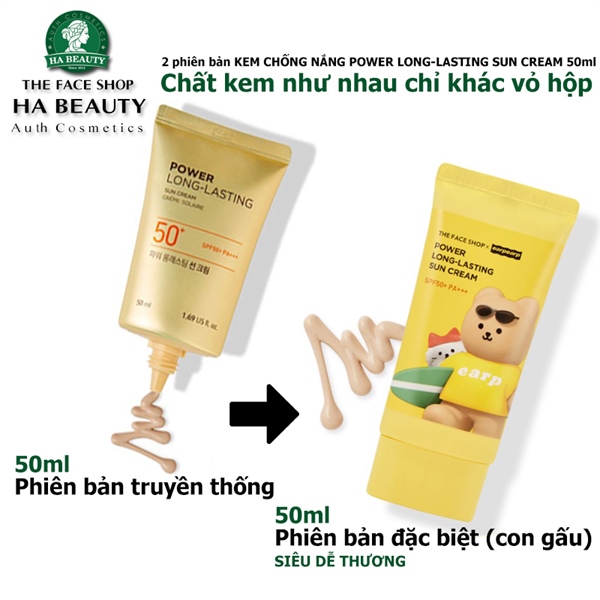 Kem Chống Nắng Power Long Lasting Sun Cream SPF50+ PA+++ 50ml (earpearp) TFS