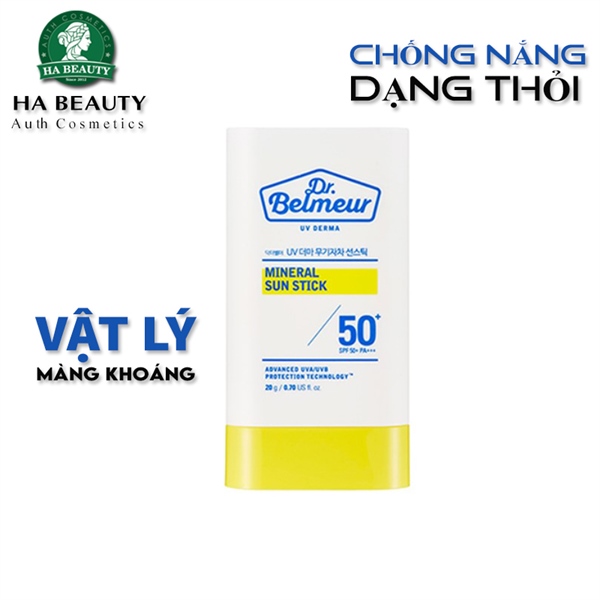 Chống nắng Dạng thỏi Dr Belmeur UV DERMA MINERAL SUN STICK SPF50+PA+++ 20g (Lỗi)