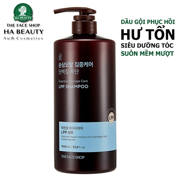 Dầu gội phục hồi dưỡng tóc mềm mượt bóng khỏe The Face Shop Essential Damage Care LPP Shampoo 1000ml