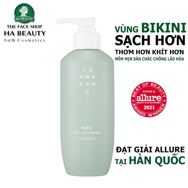 Gel Làm sạch Chăm sóc Bikini Yehwadam mild vegan intimate wash 200ml TFS – Chai