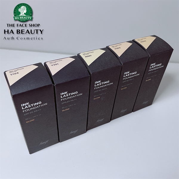 Kem nền trang điểm hiệu ứng căng bóng lâu trôi The Face Shop Ink Lasting Foundation Glow SPF30 PA++ 30ml