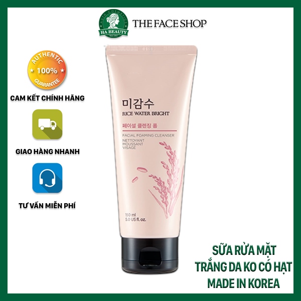 Sữa Rửa Mặt ko hạt Rice Water Bright Foaming Cleanser TFS – Link