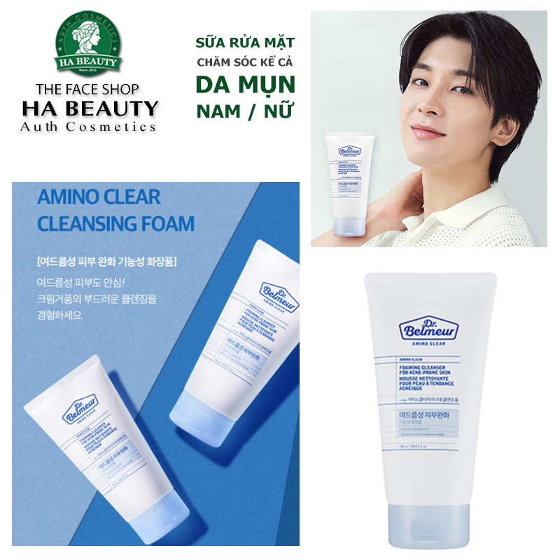 Sữa rửa mặt cho da mụn nhạy cảm The Face Shop Dr Belmeur Amino Clear Foaming Cleanser For Acne-Prone Skin 150ml