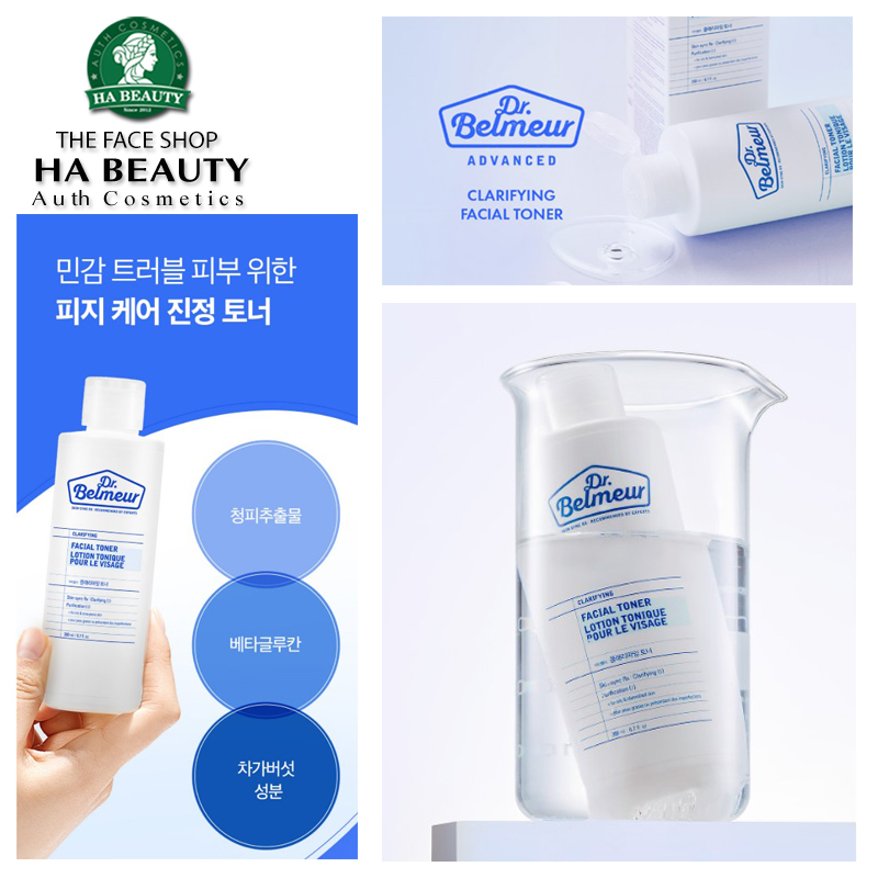 Nước hoa hồng cho da mụn thích hợp cả da dầu hỗn hơp da nhạy cảm The Face Shop Dr Belmeur Clarifying Facial Toner 200ml