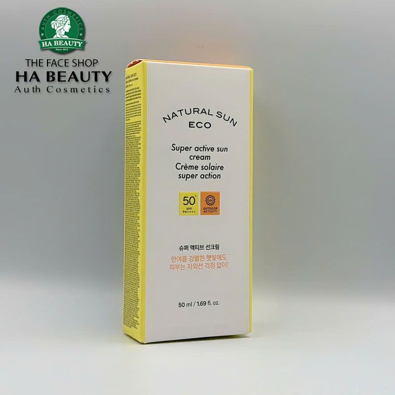 Kem chống nắng toàn diện ngăn bụi mịn Hàn Quốc The Face Shop Natural Sun Eco Super Active Sun Cream SPF50+PA++++ 50ml