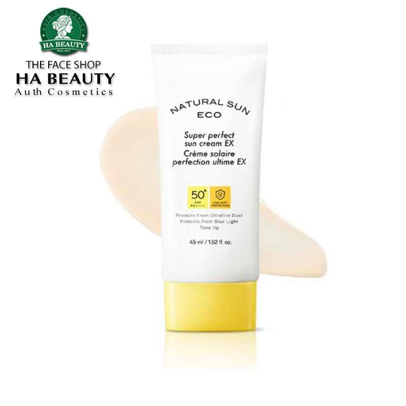 Kem chống nắng dưỡng ẩm da chống bụi mịn ánh sáng xanh The Face Shop Natural Sun Eco Super Perfect EX SPF50+PA++++ 45ml