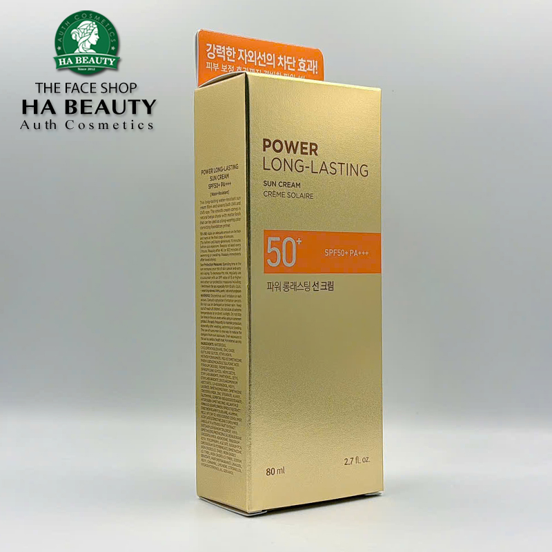 Kem chống nắng trang điểm dưỡng da chống nước lâu trôi The Face Shop Natural Sun Eco Power Long Lasting SPF50+PA+++ 80ml