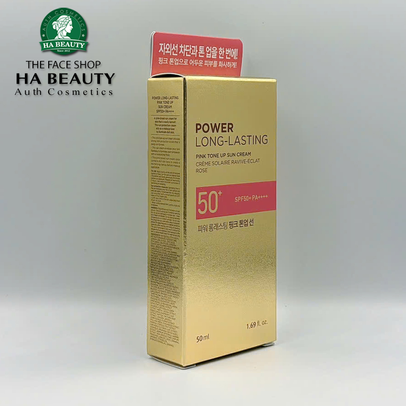 Kem chống nắng nâng tông The Face Shop trang điểm dưỡng da Power Long Lasting Pink Tone Up Sun Cream SPF50+PA+++ 50ml