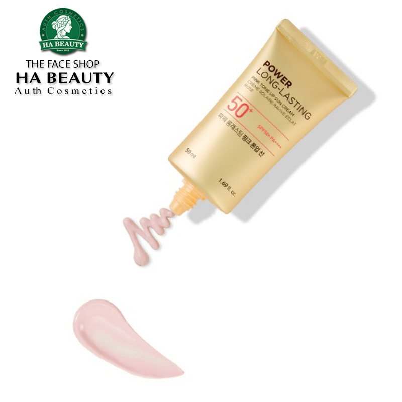 Kem chống nắng nâng tông The Face Shop trang điểm dưỡng da Power Long Lasting Pink Tone Up Sun Cream SPF50+PA+++ 50ml