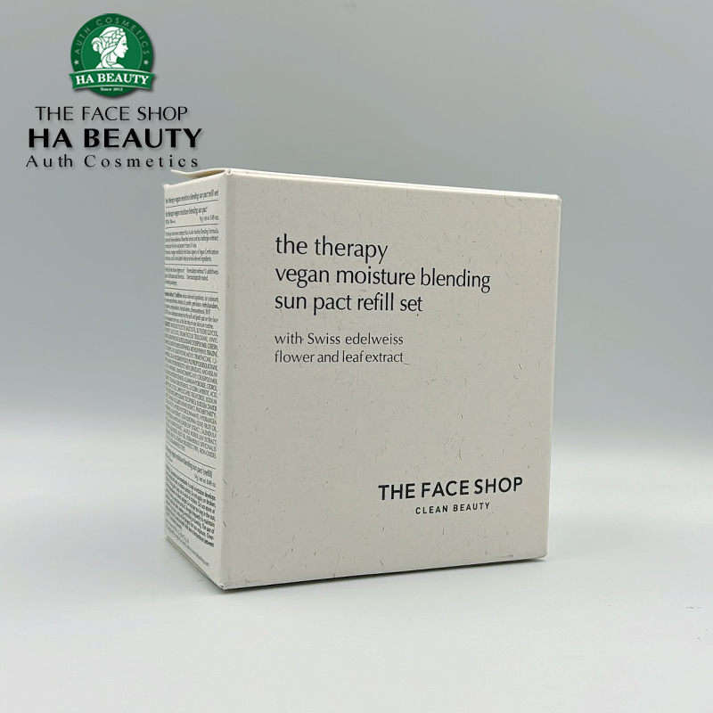 (1+1)Kem chống nắng dạng nén Chống lão hóa THE FACE SHOP The Therapy Vegan Moisture Blending Sun Pact Refill Set SPF50+PA++++