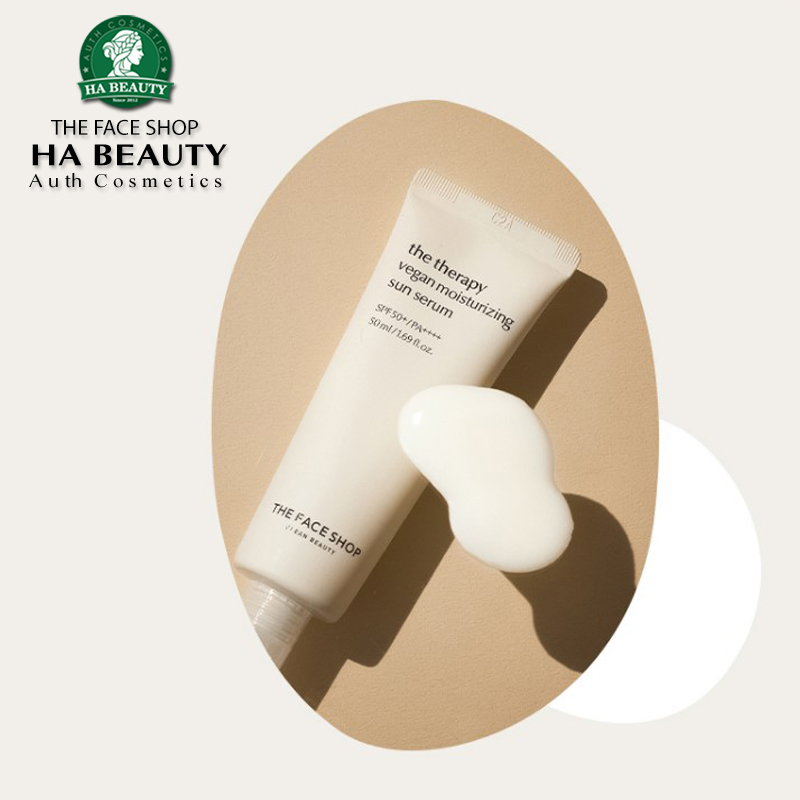 Kem chống nắng thuần chay chống lão hóa The Face Shop Clean Beauty The Therapy Vegan Moisturizing Sun Serum SPF50+PA++++