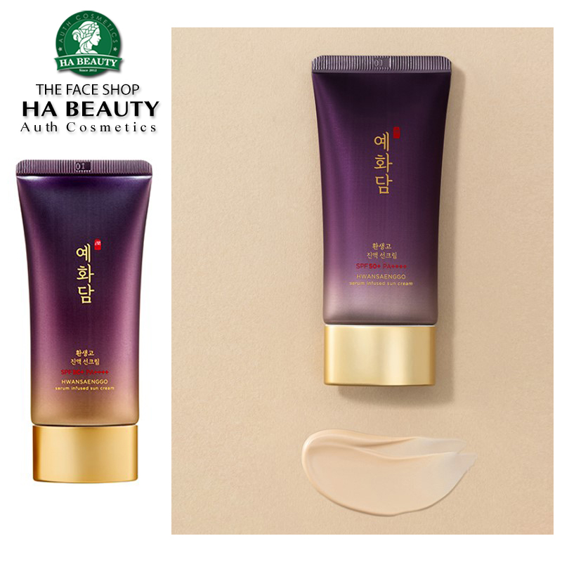 Kem chống nắng chống lão hóa The Face Shop dưỡng trắng da Yehwadam Hwansaenggo Serum Infused Sun Cream SPF50+PA+++ 50ml