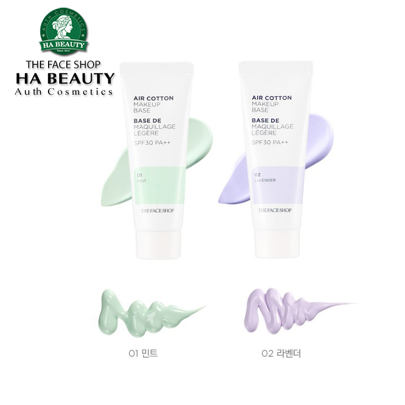 Kem lót trang điểm The Face Shop dưỡng da chống nắng Air Cotton Make Up Base 35g SPF30 PA++