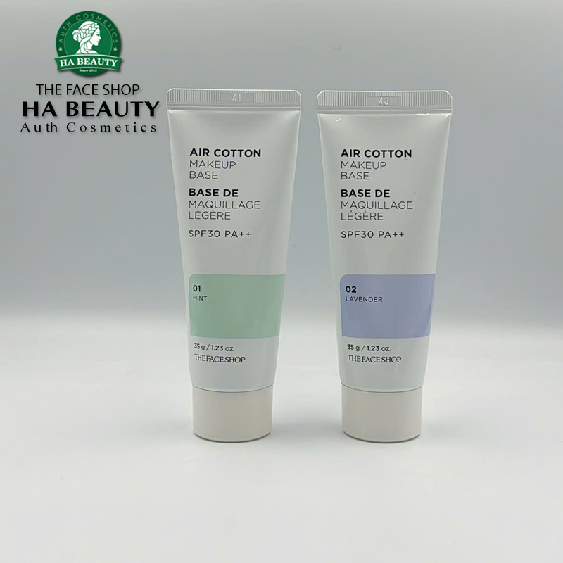 Kem lót trang điểm The Face Shop dưỡng da chống nắng Air Cotton Make Up Base 35g SPF30 PA++