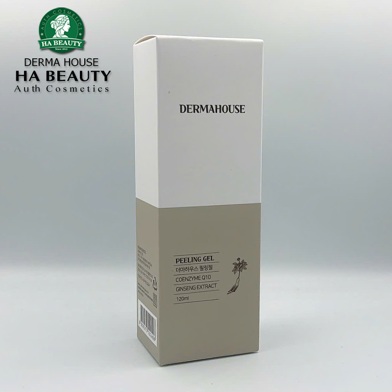 Tẩy da chết dạng kì nhân sâm Q10 giúp Làm sạch sáng khỏe chống lão hóa da DERMA HOUSE Peeling Gel 120ml Hàn Quốc