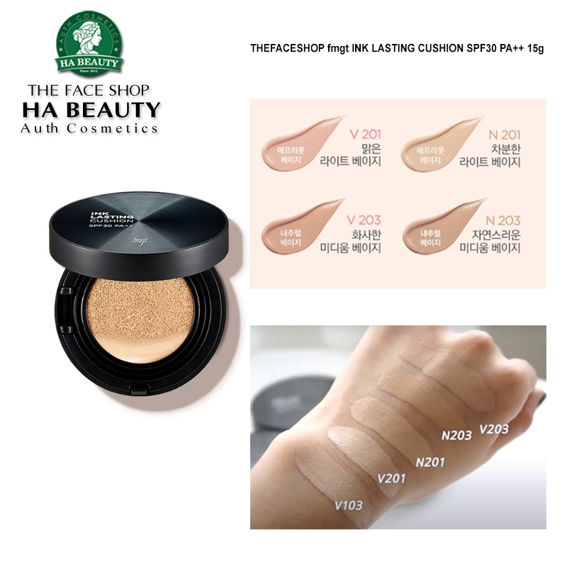 Phấn nước trang điểm lâu trôi che phủ tốt khuyết điểm hàn quốc The Face Shop fmgt Ink Lasting Cushion 15g SPF30 PA++