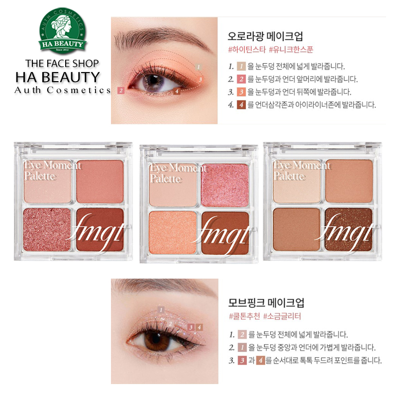 Phấn mắt 4 màu cao cấp The Face Shop fmgt Eye Moment Palette mịn màu chuẩn lâu trôi hiện đại Hàn Quốc