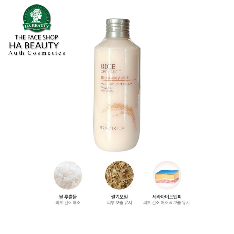 Sữa dưỡng ẩm trắng da chiết xuất từ gạo vitamin B vitamin E The Face Shop Rice Ceramide Moisturizing Emulsion 150ml