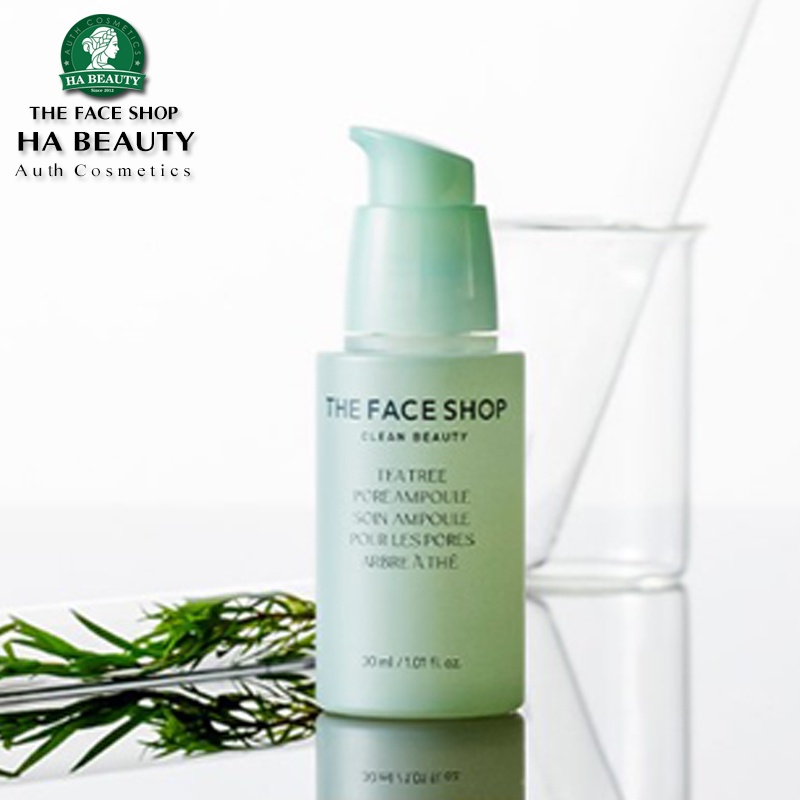 Serum dưỡng se khít lỗ chân lông The Face Shop làm dịu sáng khỏe da Clean Beauty Tea Tree Pore Ampoule 30ml