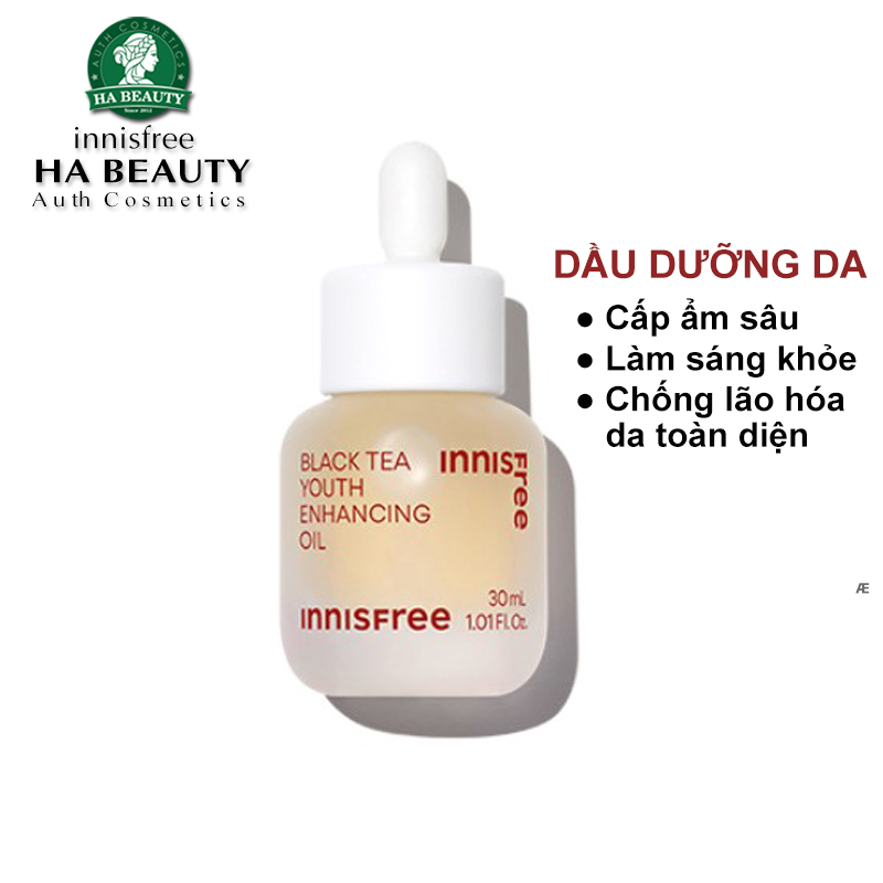 Dầu dưỡng da Thuần chay Chống lão hóa Giúp làn da ẩm mịn Sáng bóng innisfree BLACK TEA YOUTH ENHANCING OIL 30ml
