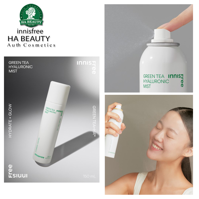 Xịt khoáng dưỡng ẩm trà xanh cấp nước làm dịu da innisfree Green Tea Hyaluronic Mist 150ml Hàn Quốc