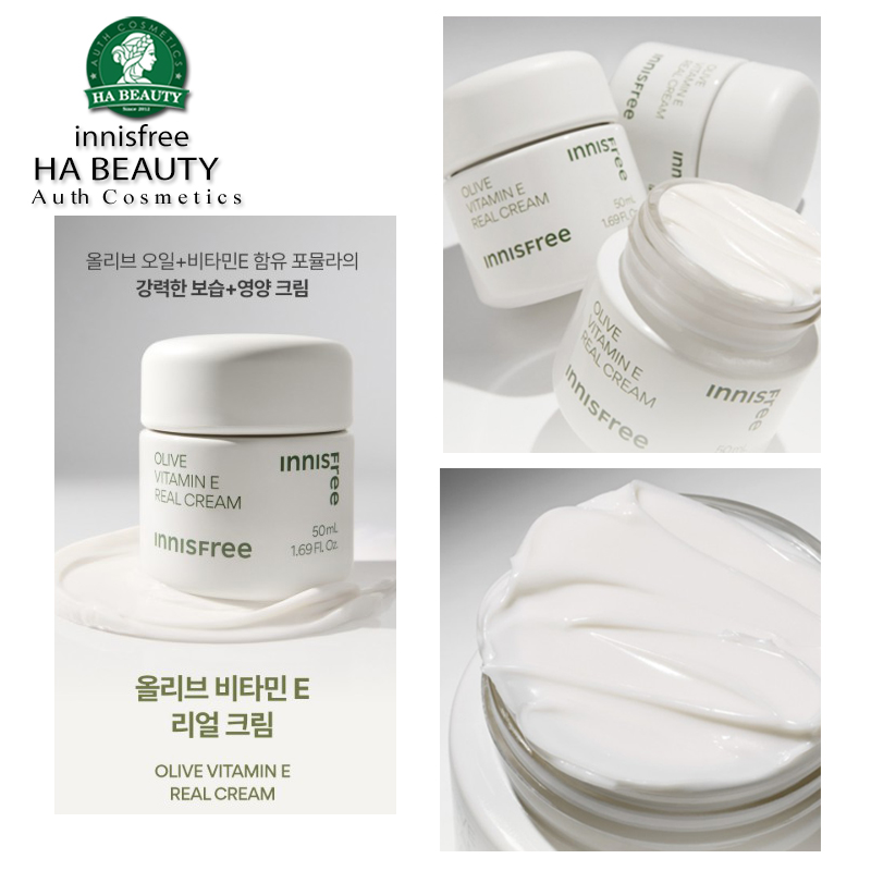 Kem dưỡng ẩm sâu bổ sung dưỡng chất Sáng mịn da innisfree OLIVE VITAMIN E REAL CREAM 50mL Hàn Quốc
