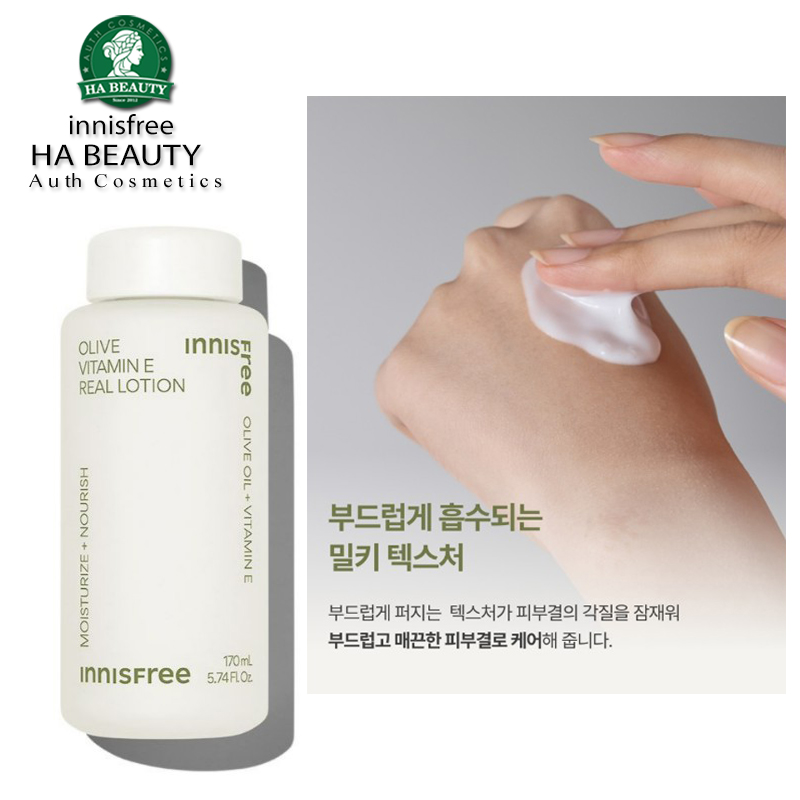 Sữa dưỡng da Cấp ẩm sâu innisfree Olive Vitamin E Real Lotion 170mL Hàn Quốc